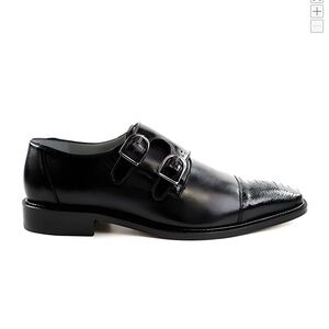 BELVEDERE Genuine Ostrich Shoes 9.5 Black Men’s Double Monk Strap EUC